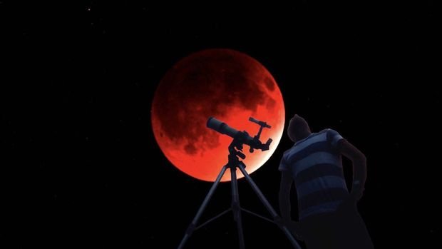 Bu gün üç astronomik hadisə baş verəcək 1622005416 krasnaya luna i astronom ljubitel.jpg
