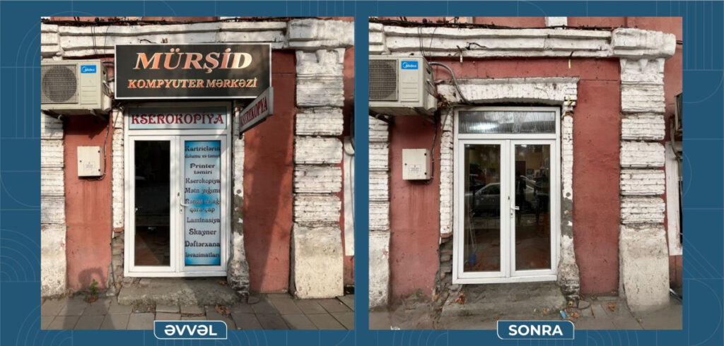 XIX əsrə aid Qarabəy karvansarayının fasadındakı reklamlar demontaj edilib 17649270082112242662 1200x630