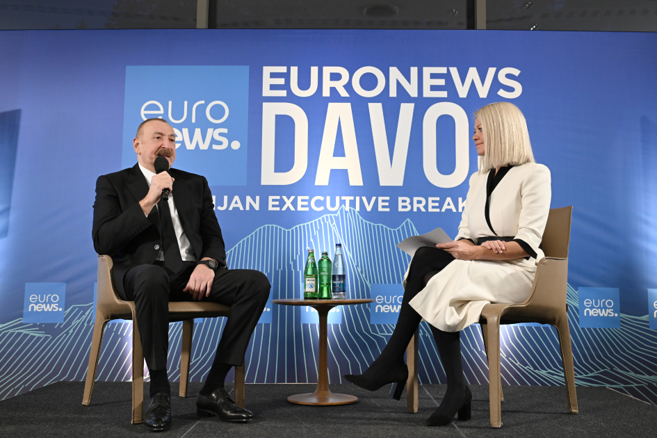 Prezident İlham Əliyev Davosda “Euronews” televiziyasına müsahibə verib Davos