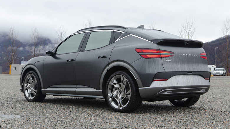 Gray Genesis GV60  shrouded in mist