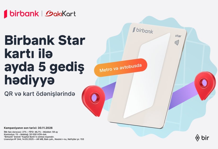 “Birbank Star” kartı ilə ictimai nəqliyyatda hər ay 5 gediş ödənişsizdir 1786602733444044272 1200x630 6a7d6639c13b5