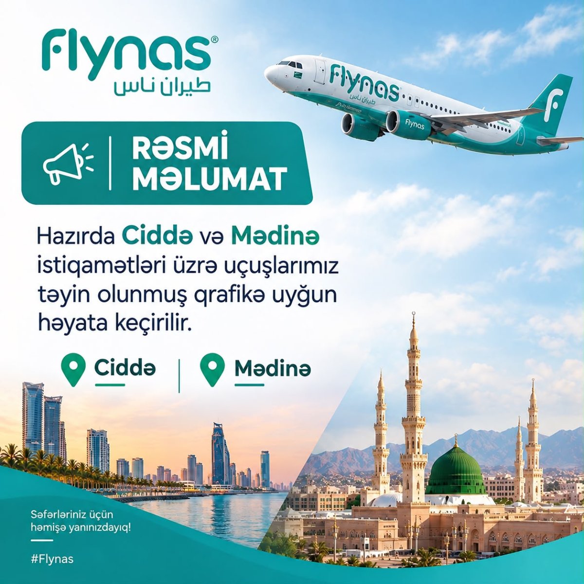 “FlyNas” şirkəti öz uçuşlarını normal qrafik üzrə davam etdirir - RƏSMİ - Şəkil 1